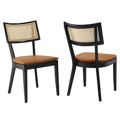 Caledonia Vegan Leather Upholstered Wood Dining Chairs Set of 2