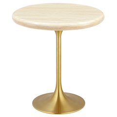Lippa 20" Round Faux Travertine Side Table