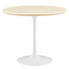 Lippa 36" Round Faux Travertine Dining Table