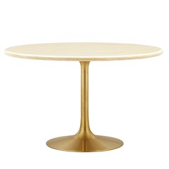 Lippa 48" Round Faux Travertine Dining Table