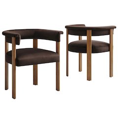 Imogen Performance Velvet Barrel Dining Chairs Set of 2