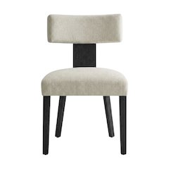 Fabric Upholstered Modern Dining Chair, Heathered Weave Ivory Black, Set of 2