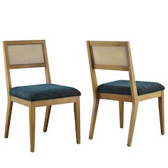 Nimba Faux Rattan Fabric Dining Chairs Set of 2