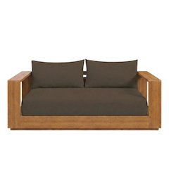 Acacia Wood Outdoor Loveseat, Patio Couch Outdoor Sofa, Natural Cocoa