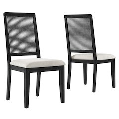 Arlo Faux Rattan and Wood Dining Side Chairs Set of 2