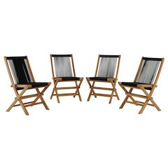 Vienna Outdoor Patio Teak and Rope Folding Chairs Set of 4