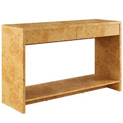 Hudson 2-Drawer Burl Wood Console Table