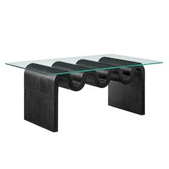 Rectangular Glass Top Coffee Table with Modern Design for Living Room