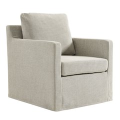 Serene Fabric Slipcovered Swivel Armchair