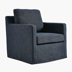 Serene Fabric Slipcovered Swivel Armchair