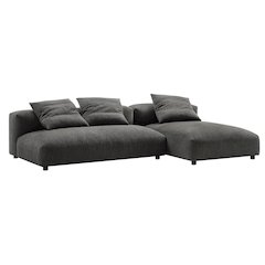 Solace 2-Piece Modular Upholstered Fabric Sectional Sofa With Chaise