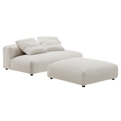 Solace Modular Corduroy Upholstered Armless Loveseat and Ottoman Set