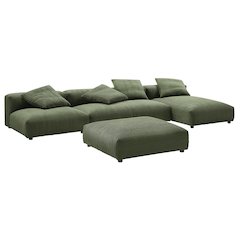 Solace 4-Piece Modular Corduroy Upholstered Sectional Sofa With Ottoman