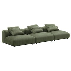 Solace 3-Piece Modular Corduroy Upholstered Sofa