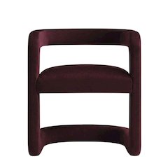 Performance Velvet Barrel Dining Chair with Arms, Mulberry
