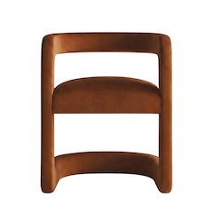 Performance Velvet Barrel Dining Chair with Arms, Rust