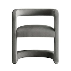 Performance Velvet Barrel Dining Chair with Arms, Storm Gray