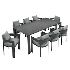Aluminum Outdoor Patio Dining Set with Table and Chairs for Deck, Gray Gray