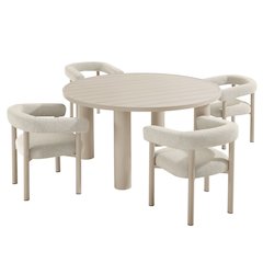 Nautica 5-Piece Round Outdoor Patio Aluminum Dining Table and Chairs Set