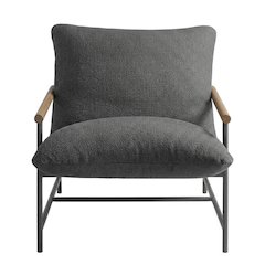 Boucle Sling Outdoor Patio Chair for Deck, Porch, and Accent Seating, Charcoal
