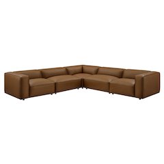 Auren 5-Piece Upholstered Vegan Leather Modular L-Shaped Sofa