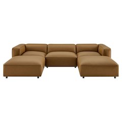 Auren 5-Piece Upholstered Vegan Leather Modular U-Shaped Sofa