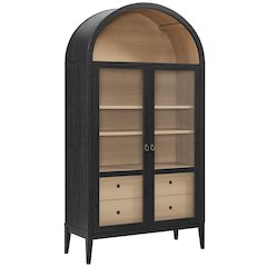 Nolan 74" Tall Wide Arched Storage Display Cabinet