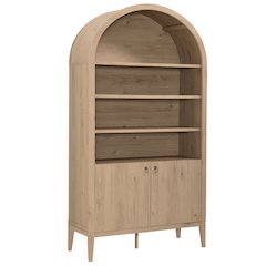 Nolan 74" Tall Wide Arched Storage Display Cabinet Bookshelf