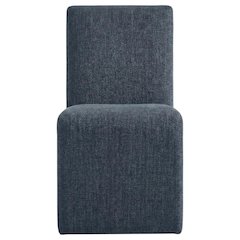 Wooden Upholstered Dining Side Chair with Cushioned Seat, Slate Blue
