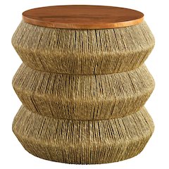 Maris Seagrass and Wood End Table