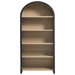 Arched Wide Bookcase Display Cabinet with Wooden Finish Storage Cabinet, Black