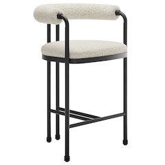 Turin Curved Back Boucle and Metal Counter Stool