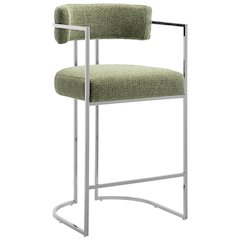 Huron Curved Back Fabric and Metal Counter Stool