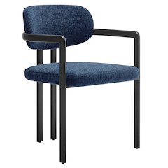 Elio Barrel Fabric and Metal Dining Chair