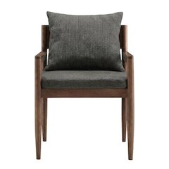 Wood Dining Armchair with Cushioned Seat for Kitchen or Dining Room, Charcoal