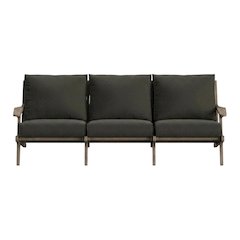 Teak Outdoor Sofa with High-Back Armrests for Patio, Deck or Porch, Flint Gray