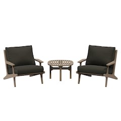 Saratoga 3-Piece Patio Teak Wood Furniture Set Lounge Chairs, Side Table