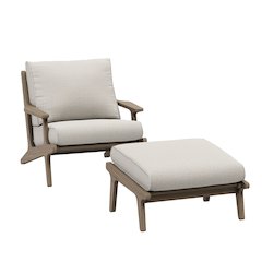 Saratoga Outdoor Patio Teak Wood Chair and Ottoman Set