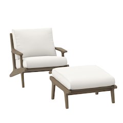 Saratoga Outdoor Patio Teak Wood Chair and Ottoman Set