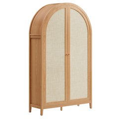 Calista 79" Tall Wide Rattan Arched Storage Cabinet
