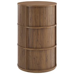 Clement Round Pedestal Stand Storage Table With Sliding Tambour Doors
