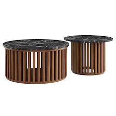 Fortitude Round Faux Marble Top Nesting Coffee Table Set