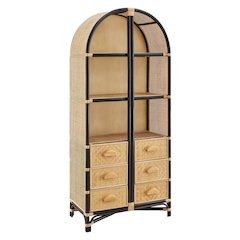 Jane 71 Inch Tall Arched Natural Rattan Bookshelf