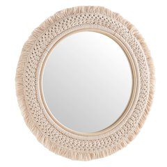 Jade Round Rattan Macrame Wall Mirror