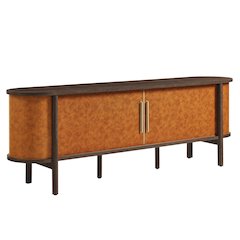 Coralie Curved 71" Vegan Leather Oval TV Stand