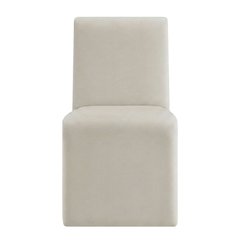 Upholstered Performance Velvet Dining Side Chair, Alabaster