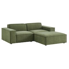 Restore 3-Piece Performance Fabric Upholstered Modular Loveseat with Ottoman