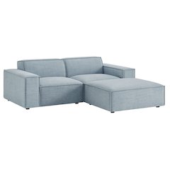 Restore 3-Piece Performance Fabric Upholstered Modular Loveseat with Ottoman