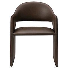 Vegan Leather Dining Armchair with Padded Seat and Arms, Espresso