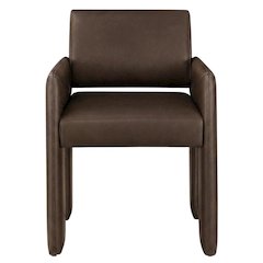 Vegan Leather Upholstered Dining Armchair for Kitchen and Dining Rooms, Espresso